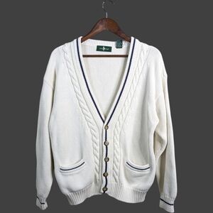 Vintage Hunt Club Cable Knit Varsity Cardigan Medium Preppy Ivy League Heritage